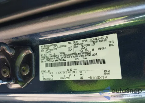 2015 Ford F-150 Xl из США, поврежденный, VIN 1FTEX1CF8FKF03392